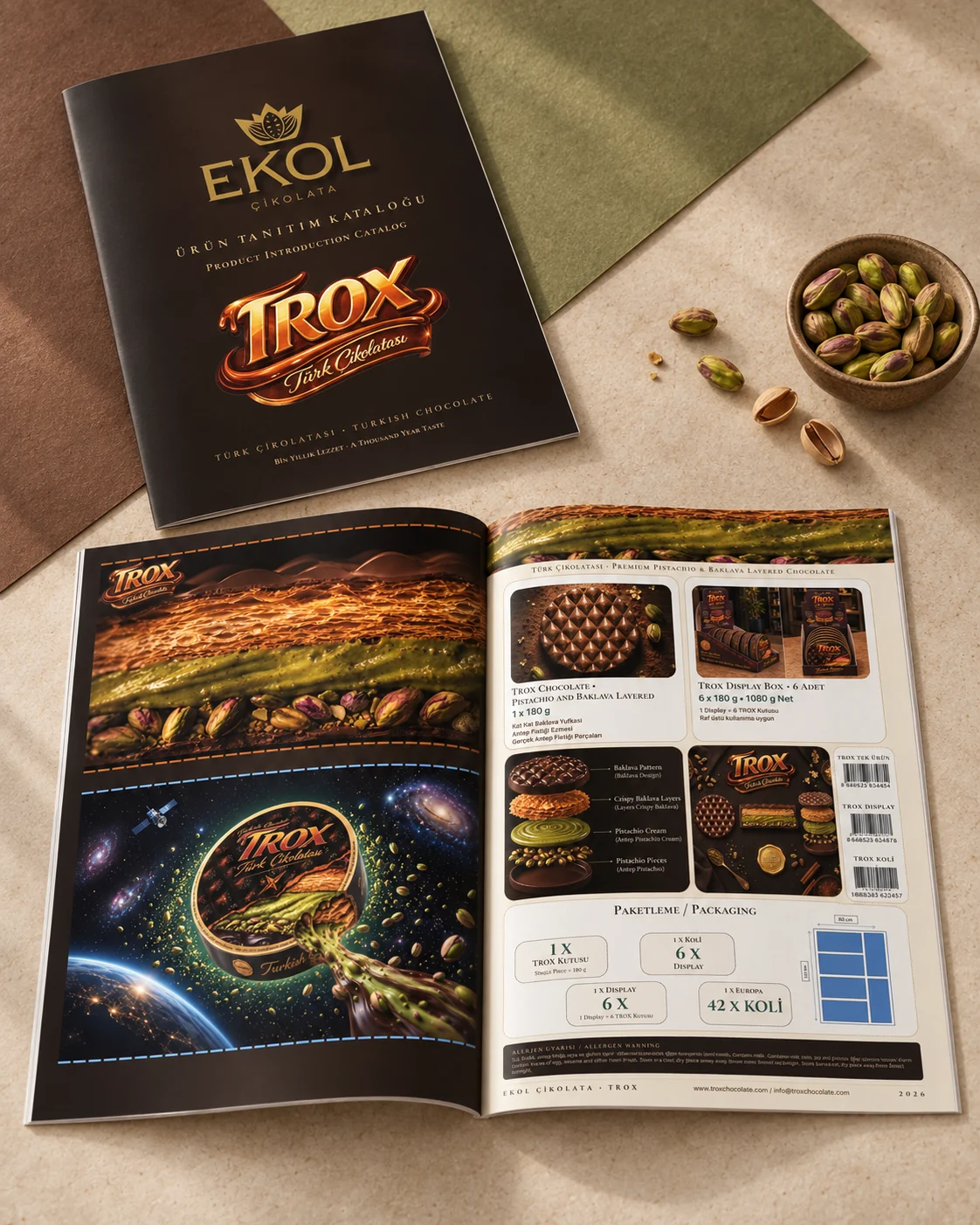 AI destekli mockup · TROX kataloğu, kapak ve iç sayfalar