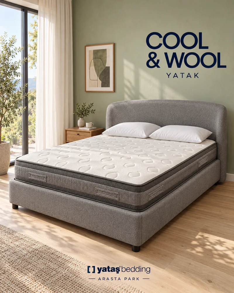 Cool & Wool yatak — Cool & Wool postu, AI destekli görsel
