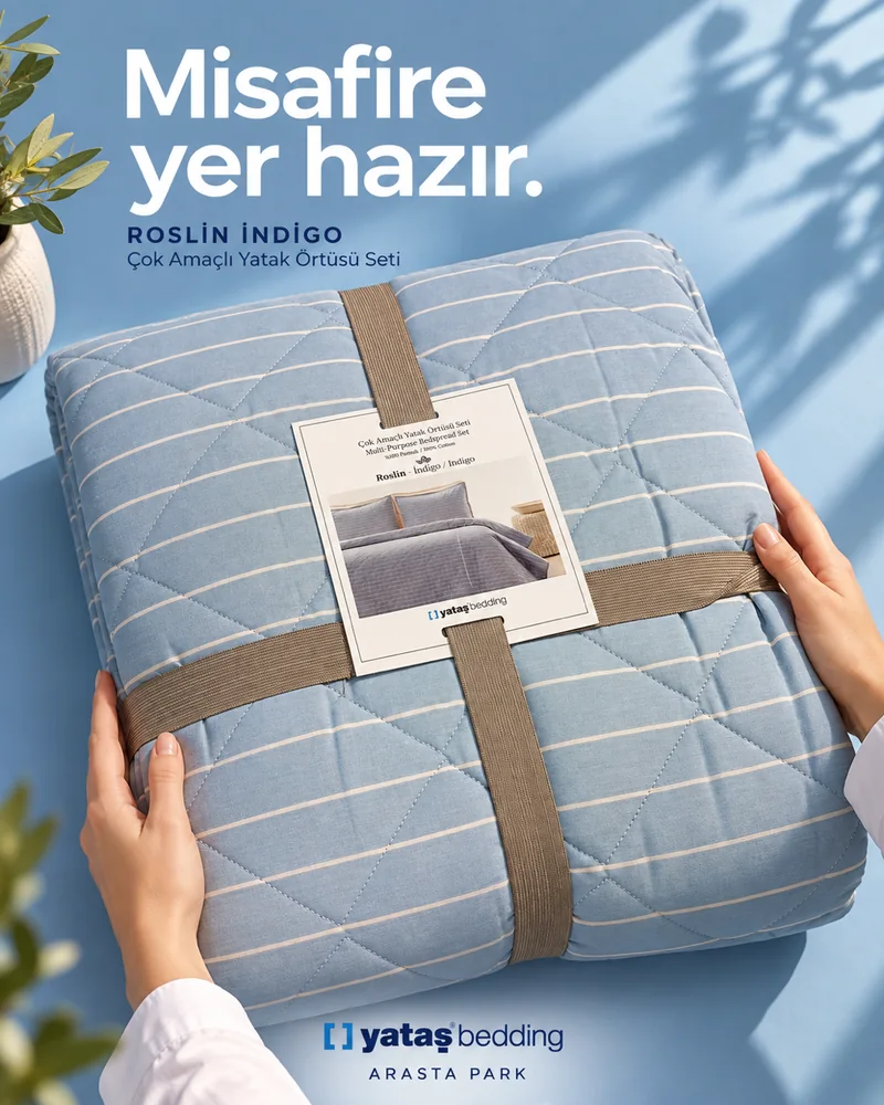 Misafire yer hazır — Roslin İndigo postu, AI destekli görsel