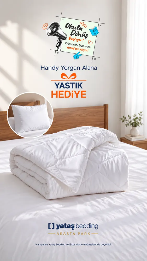 Handy yorgan alana yastık hediye